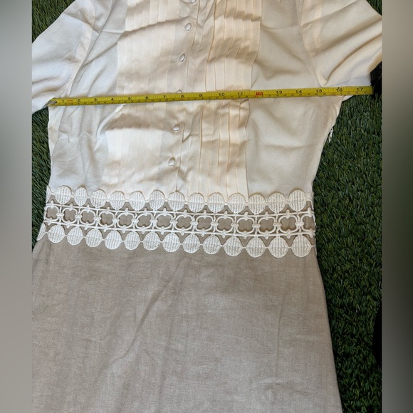 NWT ElegantCream and Tan Dress with Lace  Size S - Picture 9 of 15